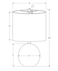 20" Gray Concrete Round Table Lamp With Ivory Drum Shade