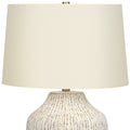 26" Cream Ceramic Round Table Lamp With Cream Empire Shade
