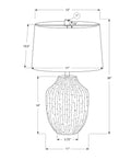 26" Cream Ceramic Round Table Lamp With Cream Empire Shade
