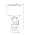 24" Cream Geometric Table Lamp With Cream Drum Shade