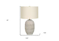 24" Cream Geometric Table Lamp With Cream Drum Shade