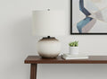 21" Cream Ceramic Round Table Lamp With Cream Drum Shade