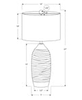 27" Gray Cylinder Table Lamp With Ivory Drum Shade
