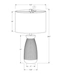27" Brown and White Ceramic Round Table Lamp With Beige Drum Shade