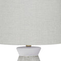 27" Gray and White Ceramic Round Table Lamp With Gray Drum Shade
