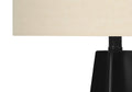 27" Black Geometric Table Lamp With Beige Drum Shade