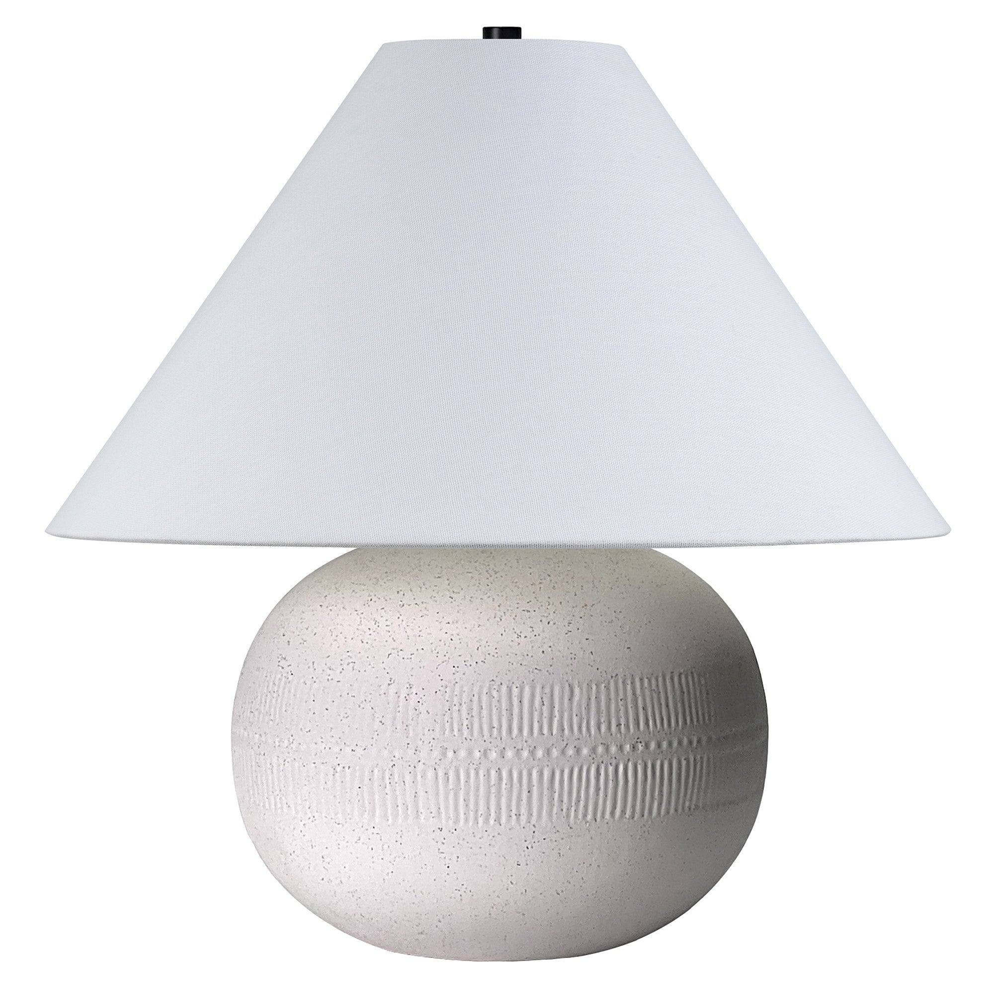 18" Off White Ceramic Round Table Lamp With White Cone Shade