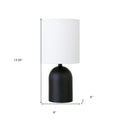 13" Black Metal Cylinder Table Lamp With White Drum Shade