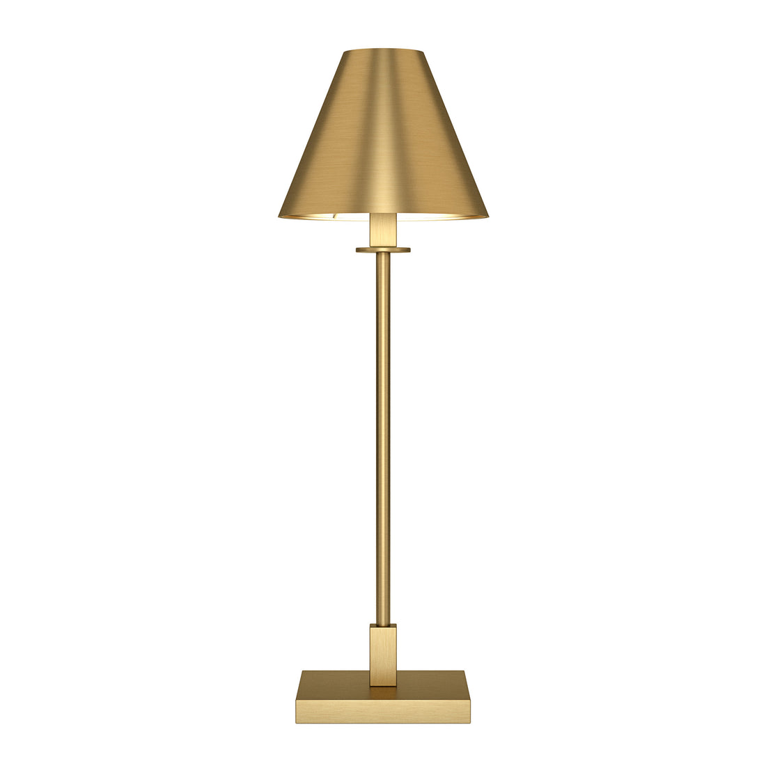 28" Brass Metal Buffet Lamp With Brass Cone Shade