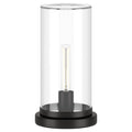 13" Black Metal Table Lamp With Clear Cylinder Shade