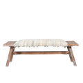 50" White and Brown Cotton Upholstered Striped Bench