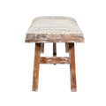 50" White and Brown Cotton Upholstered Striped Bench
