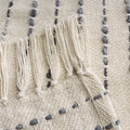 50" X 60" White And Brown Cotton Blend Woven Striped Throw Blanket with Fringe
