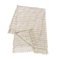 50" X 60" White And Brown Cotton Blend Woven Striped Throw Blanket with Fringe