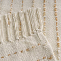50" X 60" White And Brown Cotton Blend Woven Striped Throw Blanket with Fringe