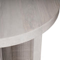 22" Natural Solid Wood And Rattan Round End Table