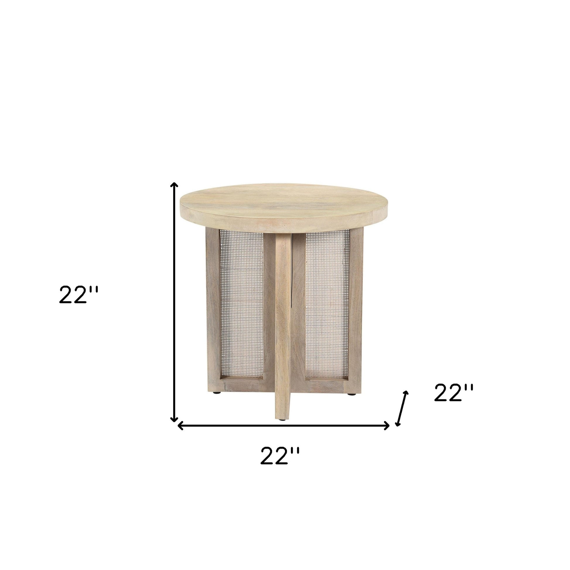 Natural Wood Rattan End Table - Home Interior 