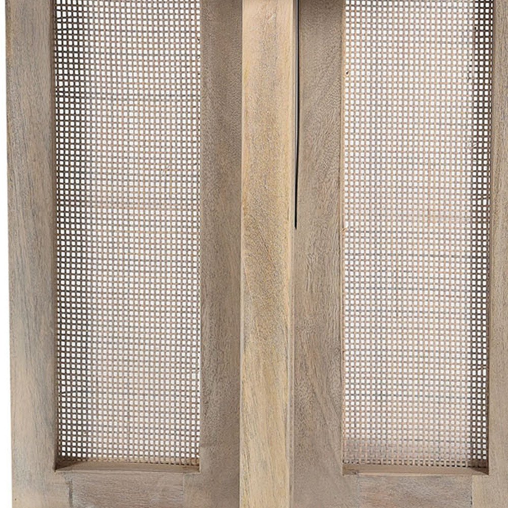 22" Natural Solid Wood And Rattan Round End Table