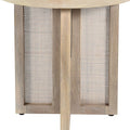 22" Natural Solid Wood And Rattan Round End Table