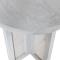 22" Natural Solid Wood And Rattan Round End Table