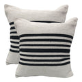 Set of Two Black and White Striped Cotton Throw Pillows