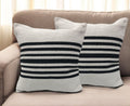 Set of Two Black and White Striped Cotton Throw Pillows