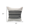Set of Two Black and White Striped Cotton Throw Pillows