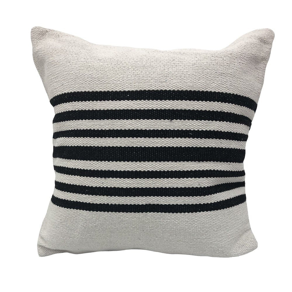 Set of Two Black and White Striped Cotton Throw Pillows
