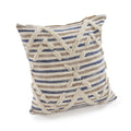 Set of Two Blue Diamond Cotton Throw Pillow With Fringe