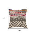 Set of Two Gray Chevron Cotton Throw Pillow