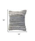 Set of Two 18" Blue And Ivory Cotton Throw Pillows with Texture