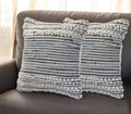 Set of Two 18" Blue And Ivory Cotton Throw Pillows with Texture