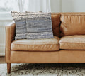 Set of Two 18" Blue And Ivory Cotton Throw Pillows with Texture