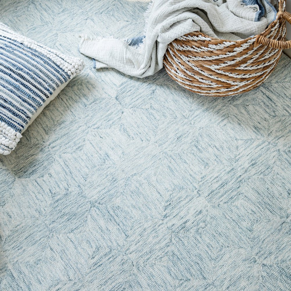 Set of Two 18" Blue And Ivory Cotton Throw Pillows with Texture