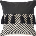 Set of Two Black and White Chevron Cotton Throw Pillow With Tassels
