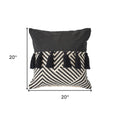 Set of Two Black and White Chevron Cotton Throw Pillow With Tassels