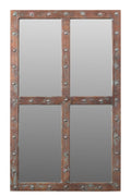 60" Wood Brown Rustic Solid Wood Window Pane Framed Accent Mirror
