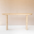 60" Natural Solid Wood Oval Console Table