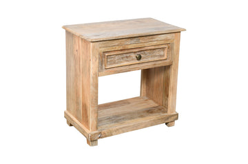 28" Distressed Natural One Drawer Solid Wood Nightstand