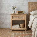 28" Distressed Natural One Drawer Solid Wood Nightstand