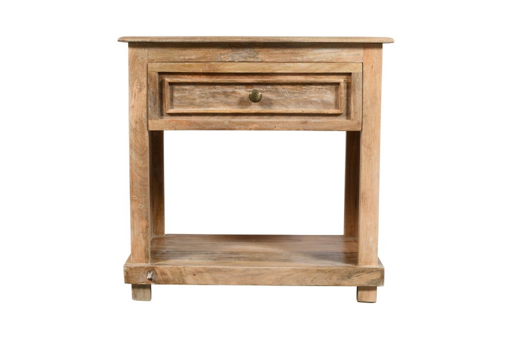 28" Distressed Natural One Drawer Solid Wood Nightstand
