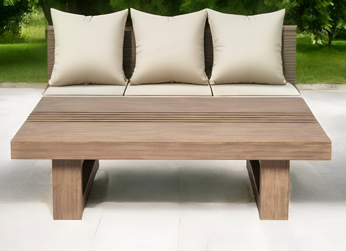 33" Natural Solid Wood Outdoor Coffee Table