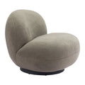 30" Khaki And Black Faux Shearling And Upholstered Slipper Chair