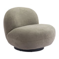 30" Khaki And Black Faux Shearling And Upholstered Slipper Chair