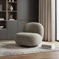 30" Khaki And Black Faux Shearling And Upholstered Slipper Chair