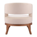 27" Beige And Brown Upholstered Arm Chair
