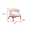 27" Beige And Brown Upholstered Arm Chair