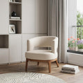 27" Beige And Brown Upholstered Arm Chair