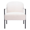 26" Ivory And Black Faux Shearling And Upholstered Arm Chair