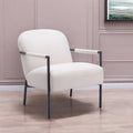 26" Ivory And Black Faux Shearling And Upholstered Arm Chair